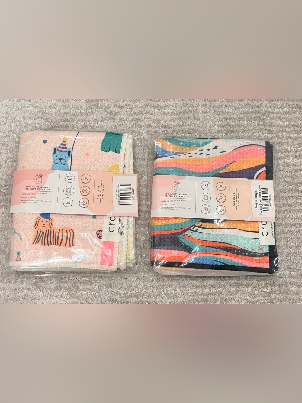 2 Crae Party double sided hand towels - Picture 2 of 3